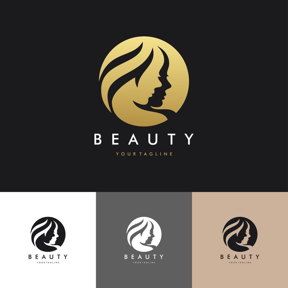 Conjunto de logotipo de salão de cabeleireiro de luxo