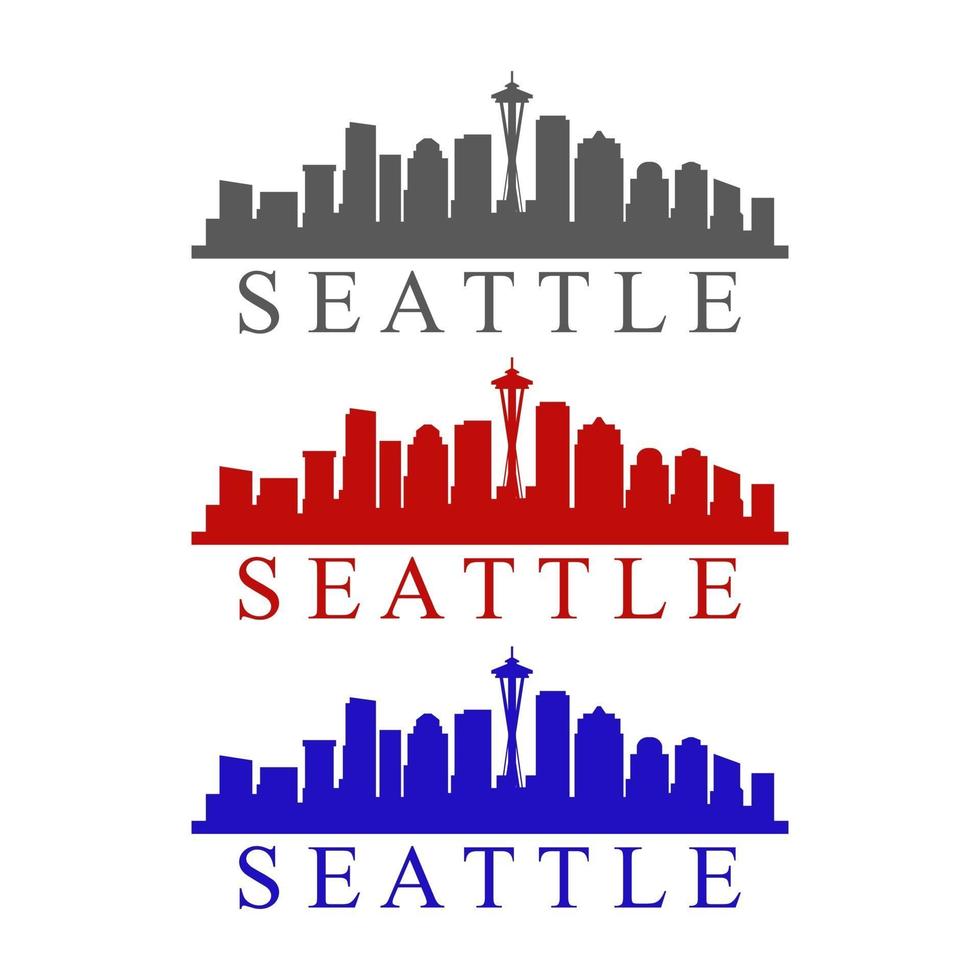 horizonte de Seattle ilustrado em fundo branco vetor