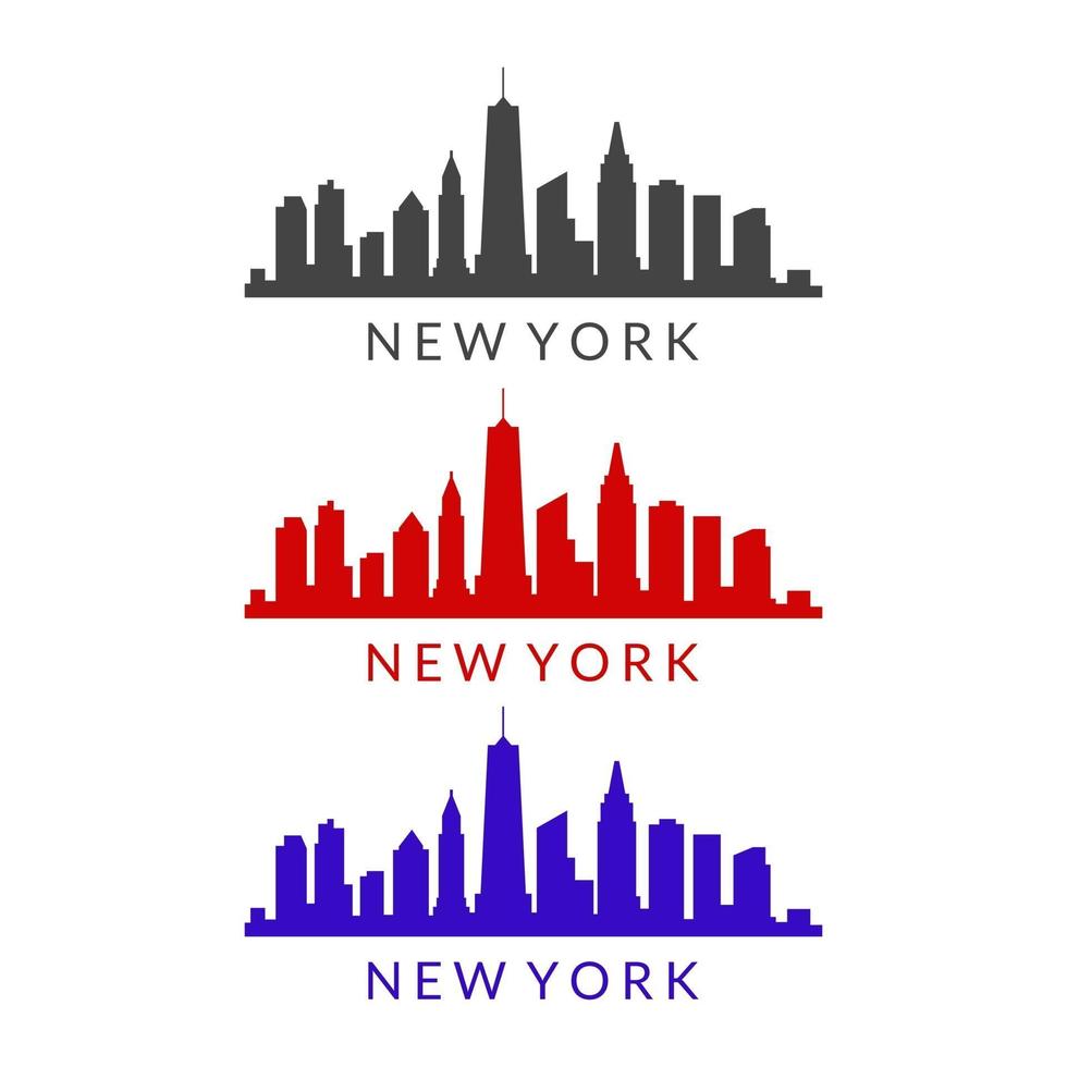 horizonte de nova york ilustrado em fundo branco vetor