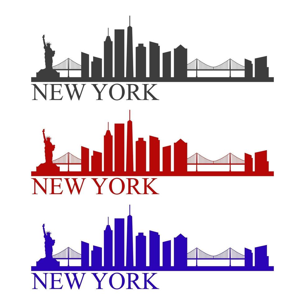 horizonte de nova york ilustrado em fundo branco vetor