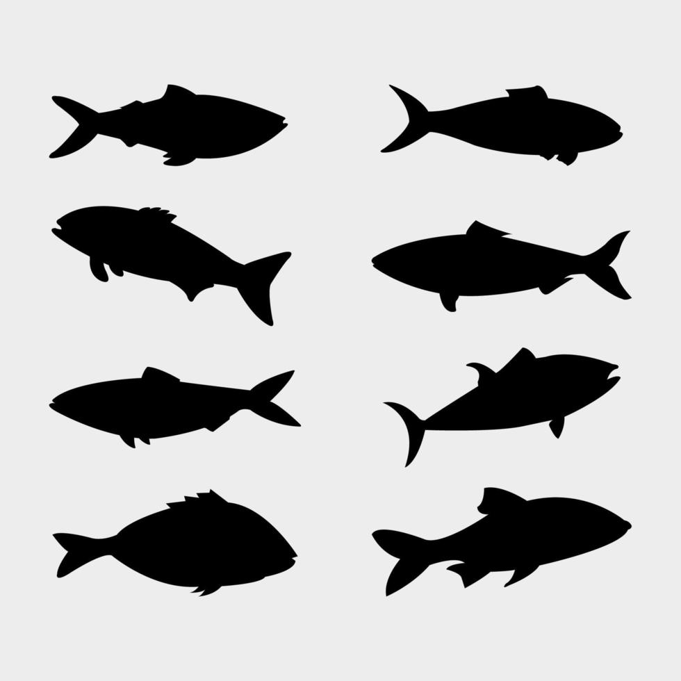 conjunto de peixes ilustrado em um fundo branco vetor