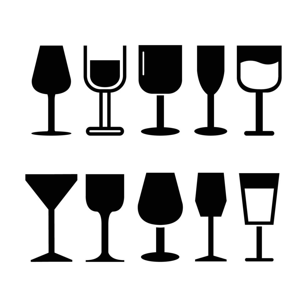 conjunto de taças de vinho ilustradas em fundo branco vetor