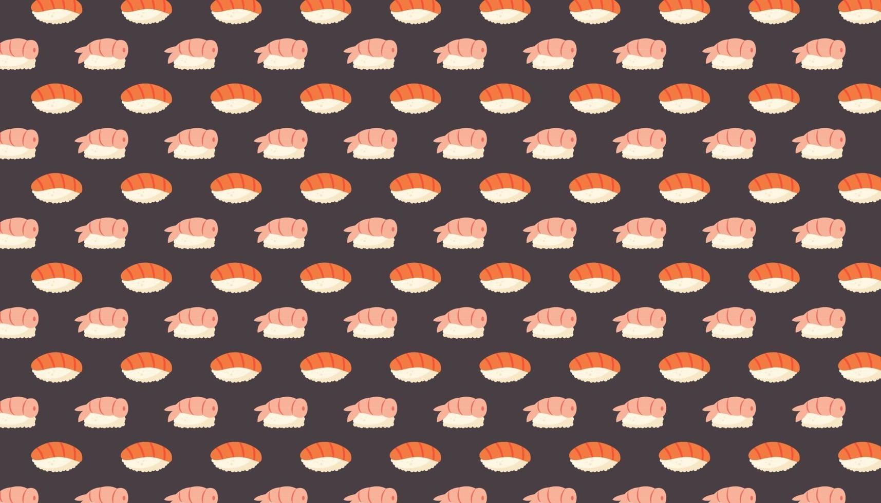 banner padrão de sushi com salmão fresco camarão comida asiática vetor