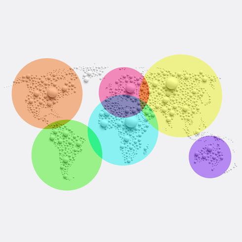 Mapa do mundo branco feito por bolas, ilustração vetorial vetor