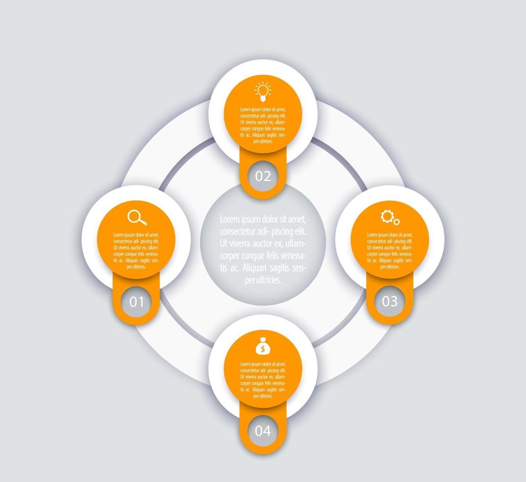 modelo de infográficos de negócios, 1, 2, 3, 4 etapas vetor