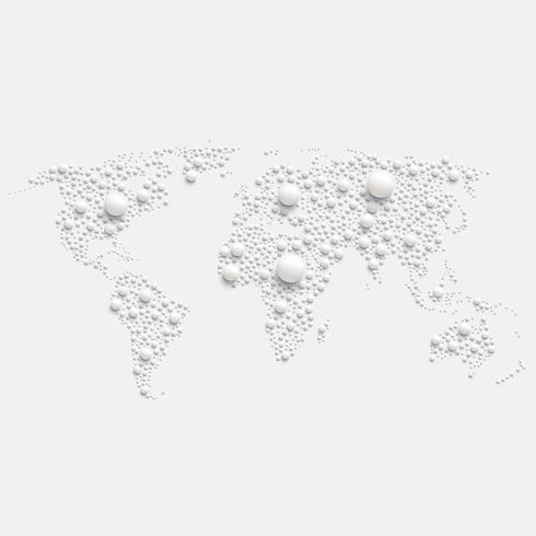 Mapa do mundo branco feito por bolas, ilustração vetorial vetor