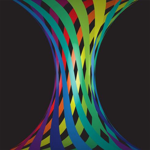 Linhas coloridas em 3d em fundo preto, ilustração vetorial vetor