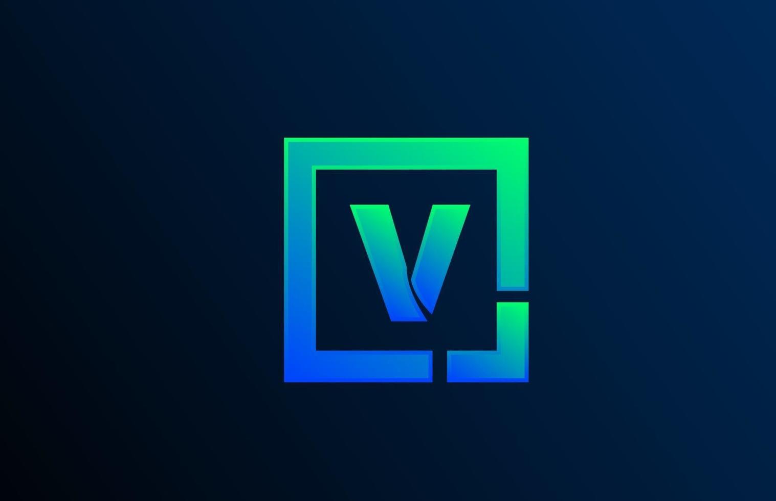 ícone de design do logotipo do alfabeto da letra v azul verde para negócios vetor