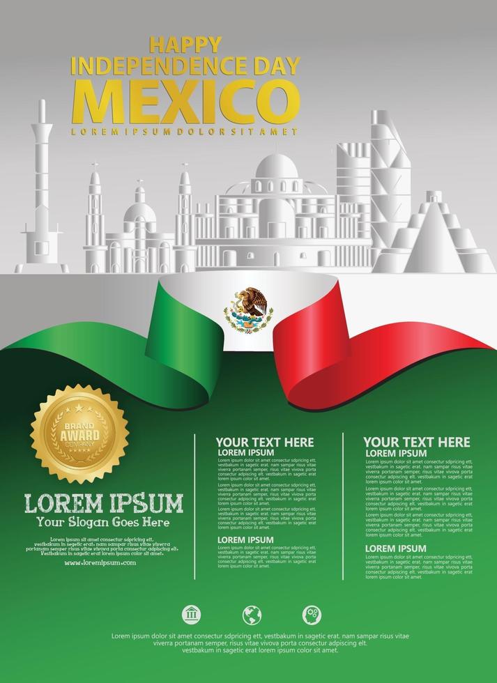 modelo de plano de fundo feliz dia da independência do méxico vetor