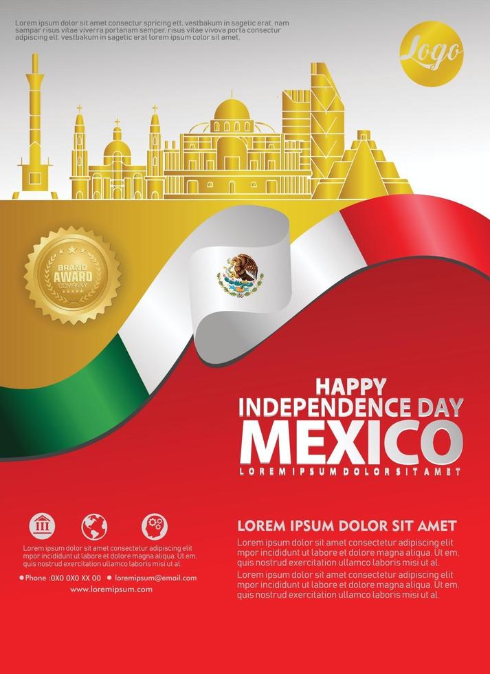 modelo de plano de fundo feliz dia da independência do méxico vetor