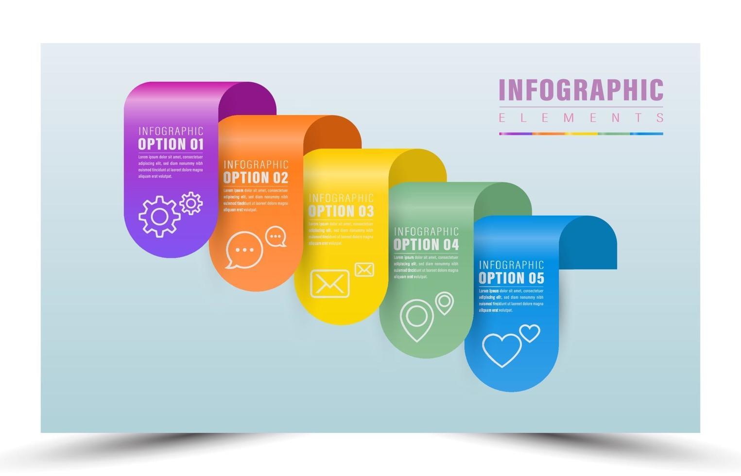 ilustração vetorial design infografia elemento de cor de 5 etapas vetor