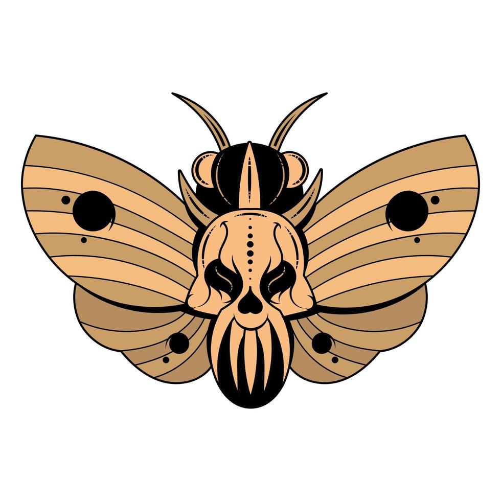 ilustração de uma borboleta com crânio vetor
