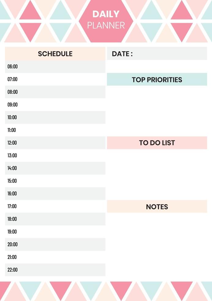 modelo de planejador diário colorido geométrico vetor