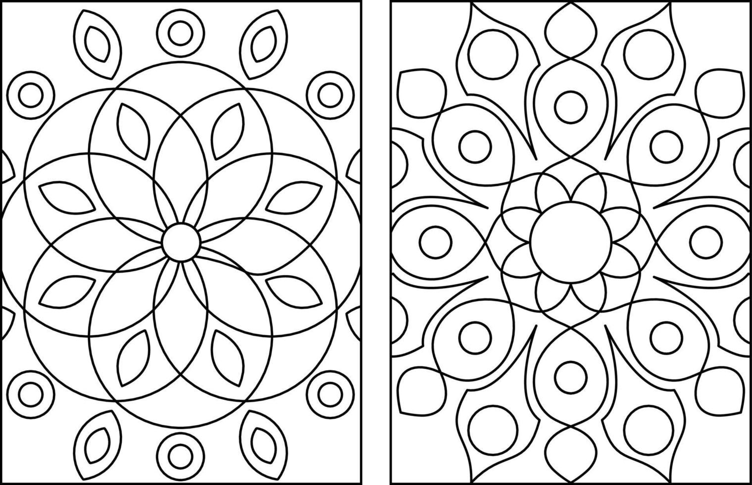 página para colorir mandala de flores fácil vetor