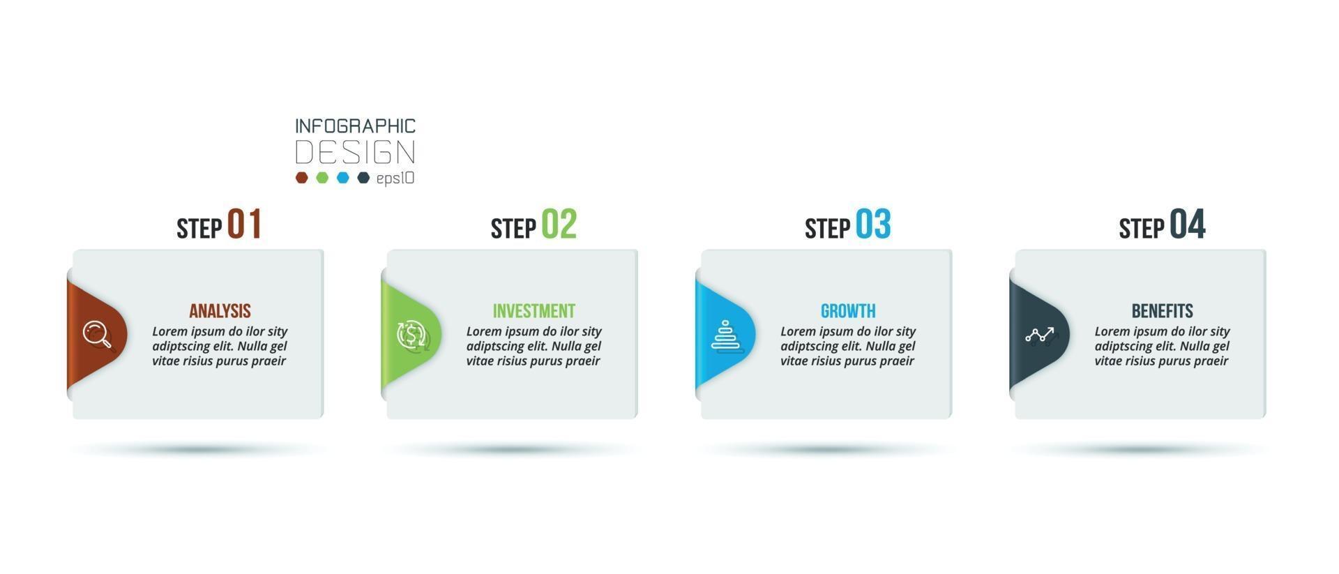 modelo de infográfico de negócios com projeto de etapa ou opção. vetor