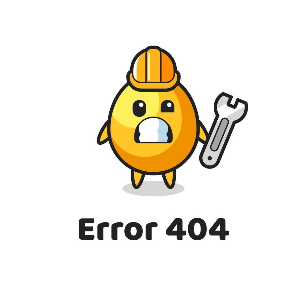 erro 404 com o mascote do ovo de ouro fofo vetor