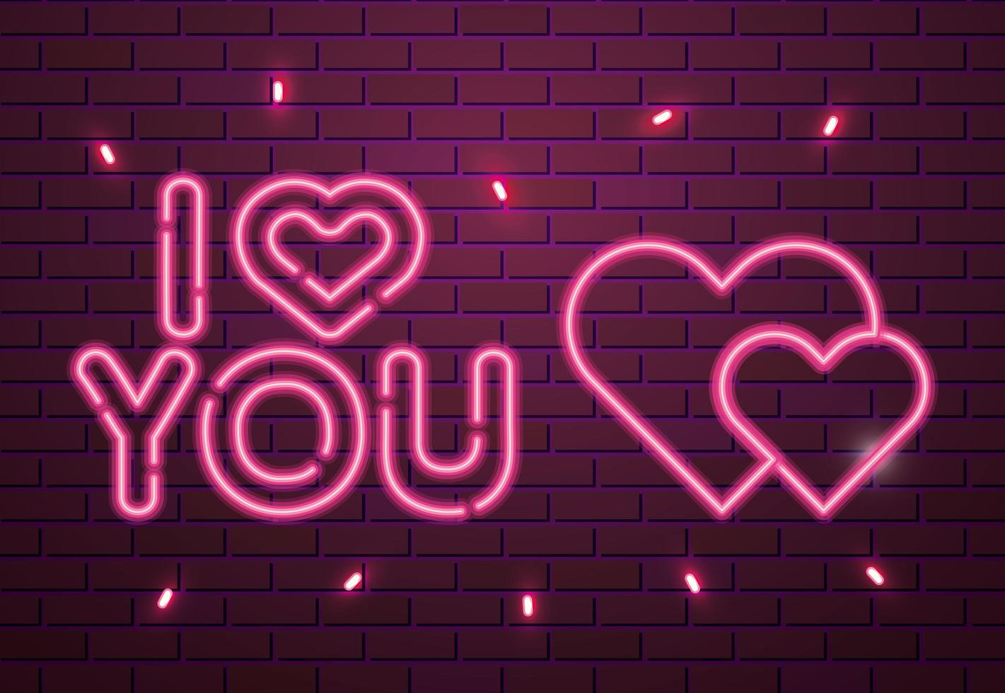 eu te amo letras de luz neon vetor