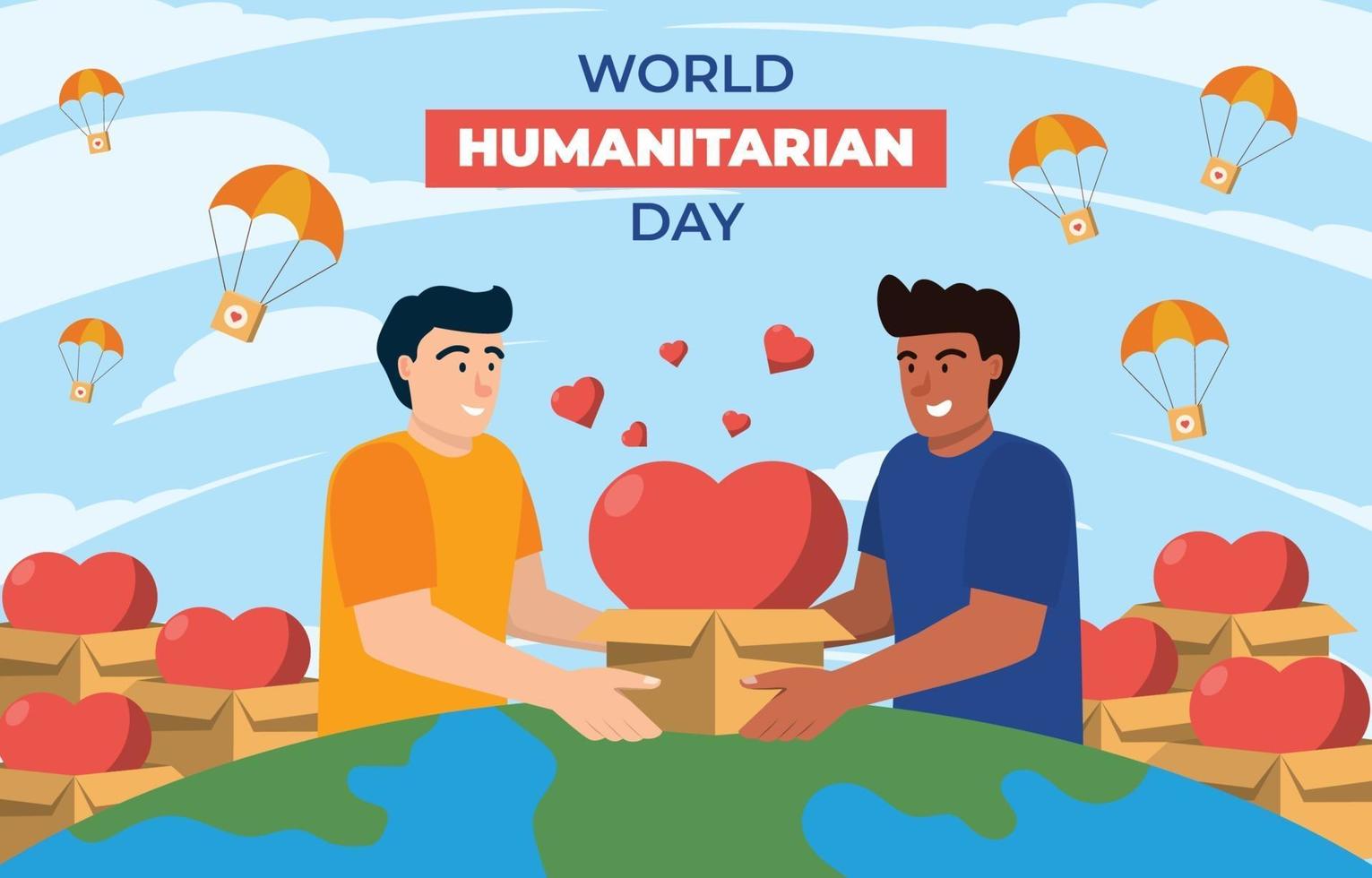 compartilhando uns com os outros no dia mundial humanitário vetor