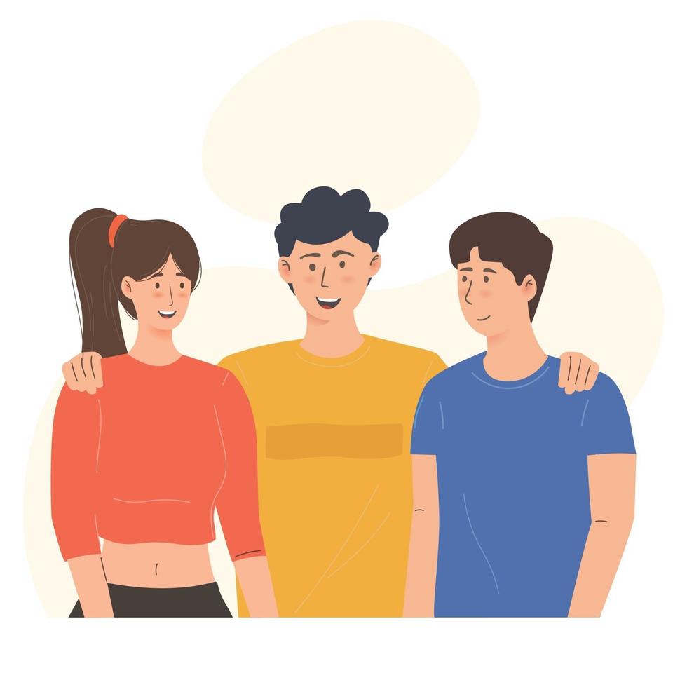 três amigos felizes na ilustração do grupo vetor