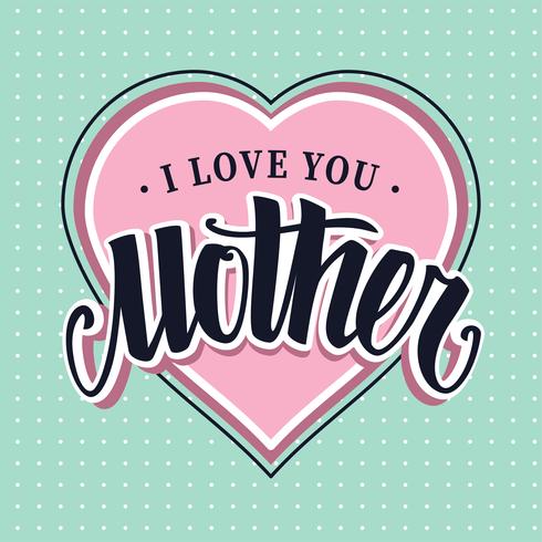 Eu te amo mãe retrô Vector Lettering