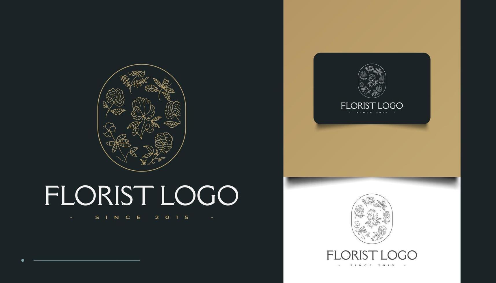 Logotipo minimalista de flores desenhadas à mão em estilo de linha de arte vetor
