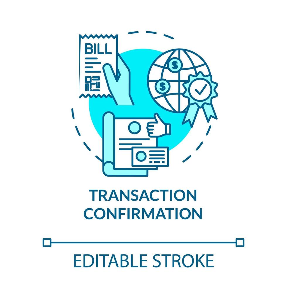 ícone de conceito turquesa de confirmação de transação vetor