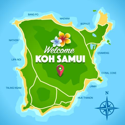 Vetor de mapa de Koh Samui