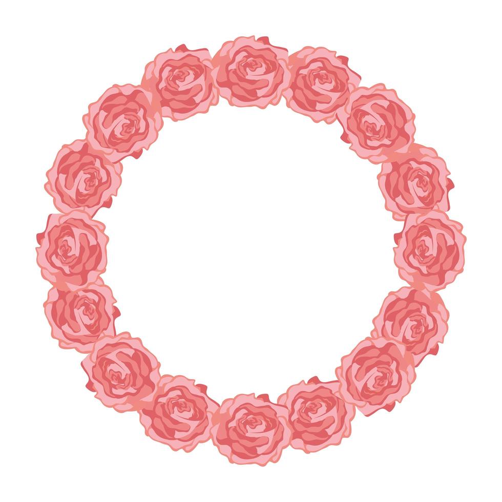 moldura circular de ícone isolado de rosas vetor