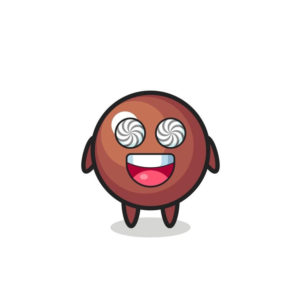 personagem de bola de chocolate fofa com olhos hipnotizados vetor