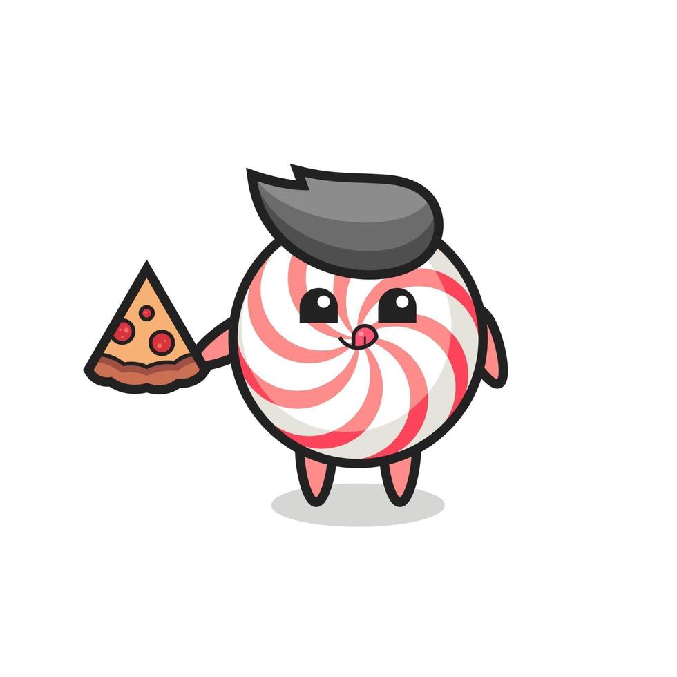 desenho de doce fofo comendo pizza vetor
