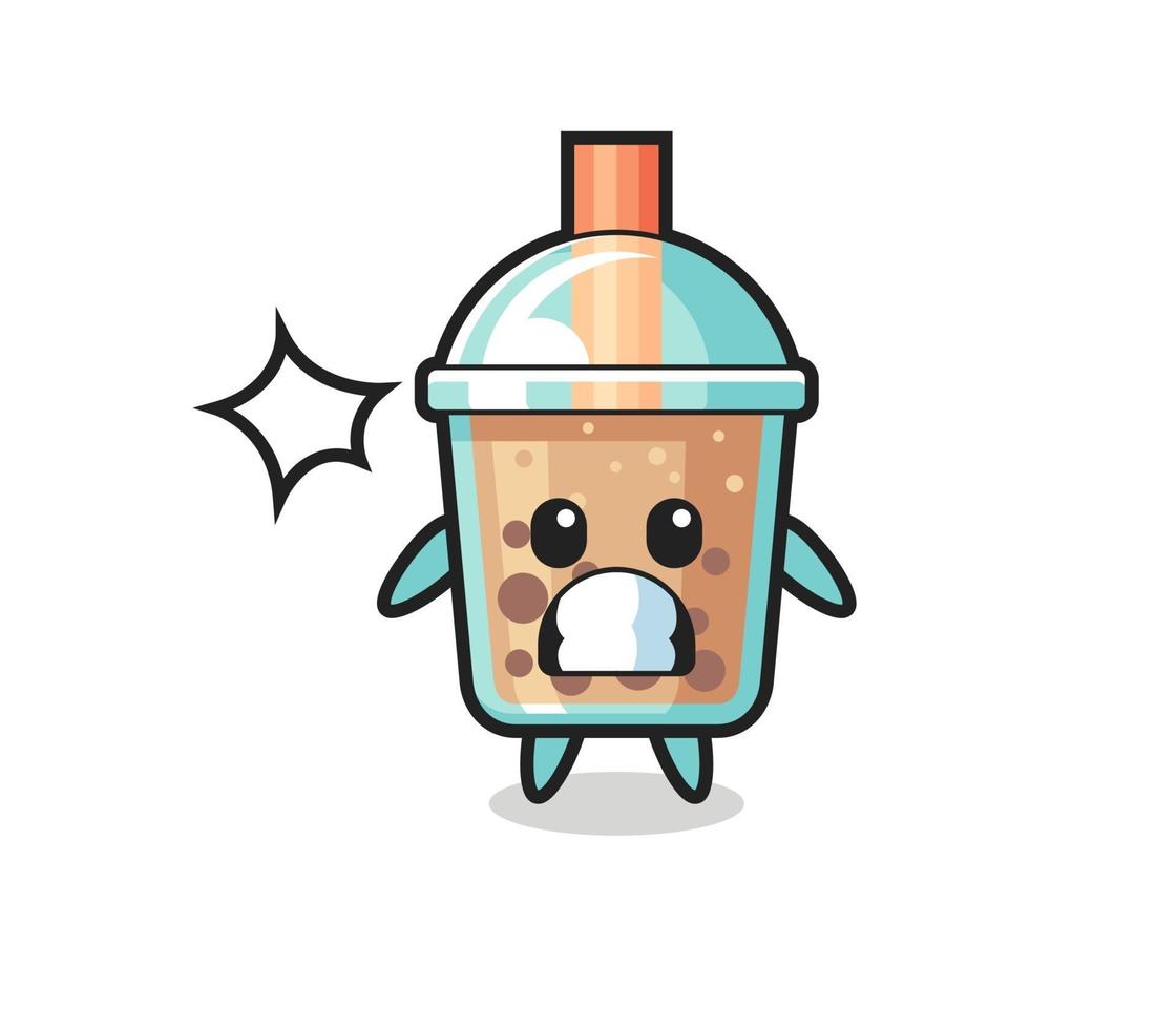 Desenho de personagem do Bubble Tea com um gesto chocado vetor