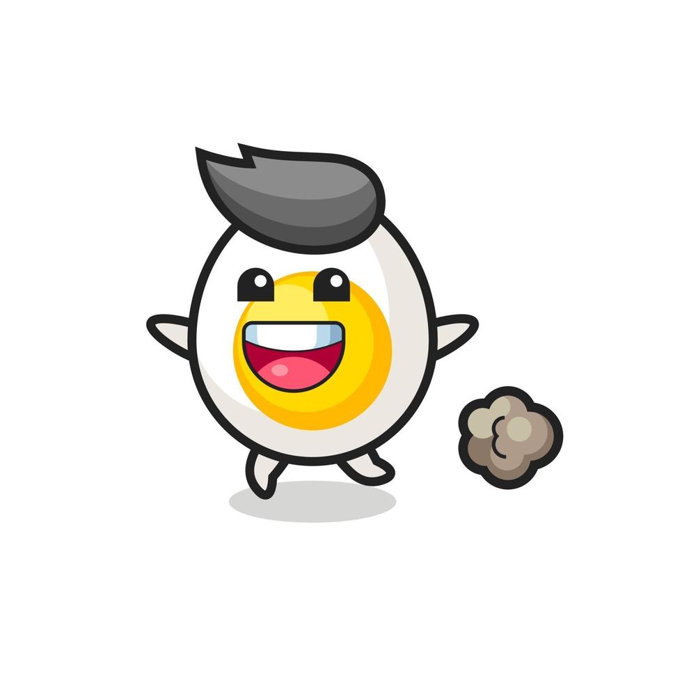 o desenho animado de ovo cozido feliz com pose de corrida vetor