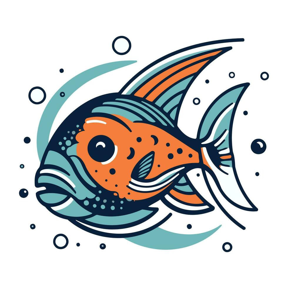 ilustração do uma peixe em uma branco fundo. vetor ilustração.