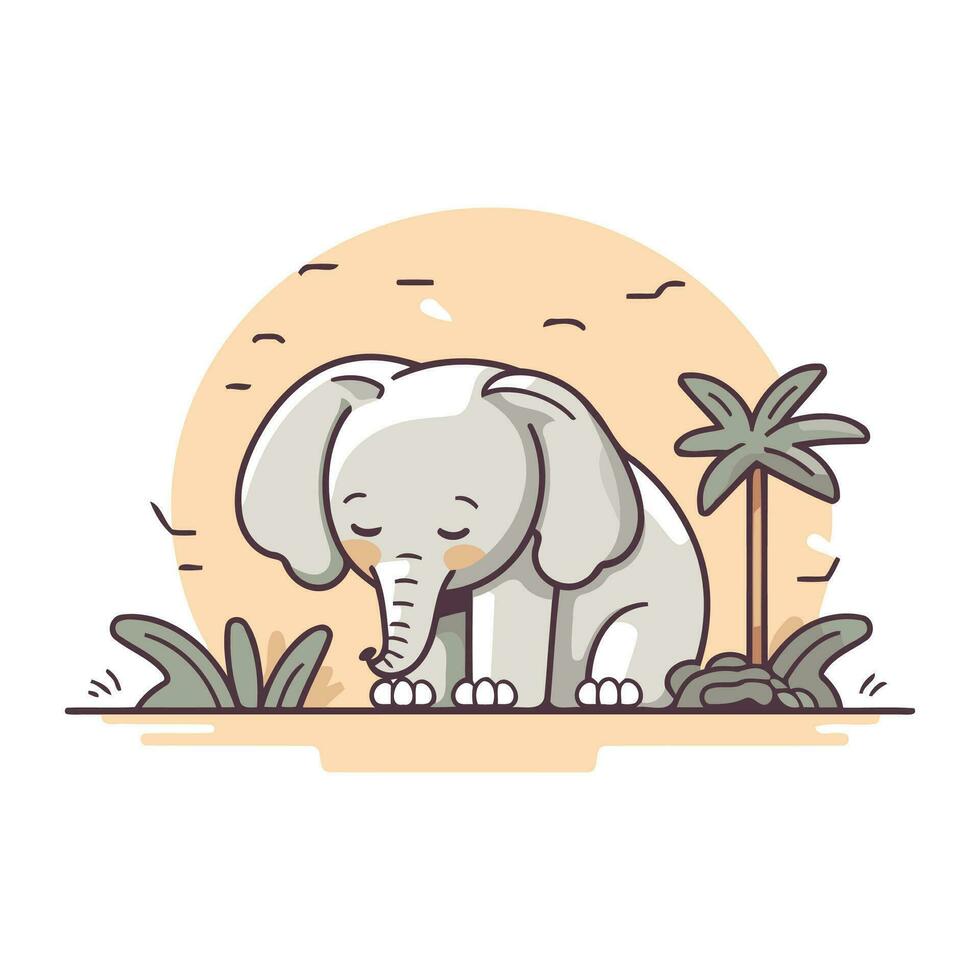 fofa elefante dentro uma parque. vetor ilustração dentro plano estilo.