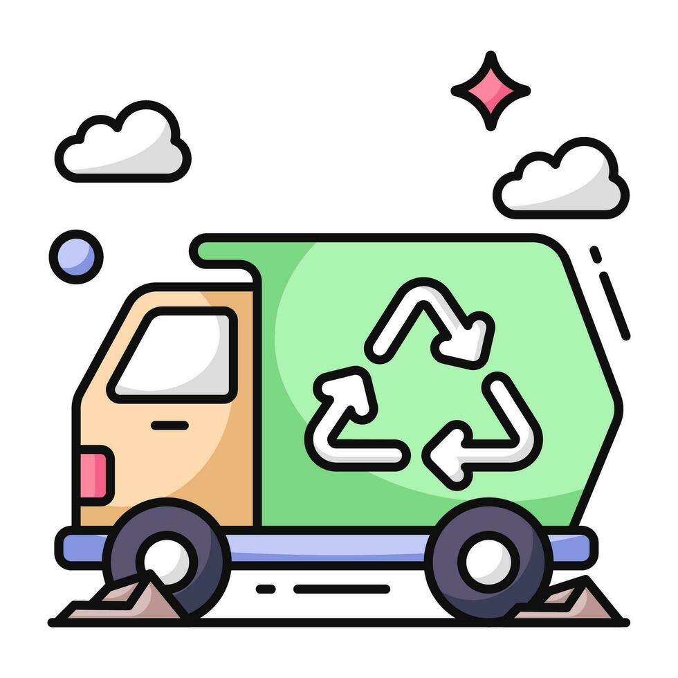 na moda Projeto ícone do reciclando caminhão vetor