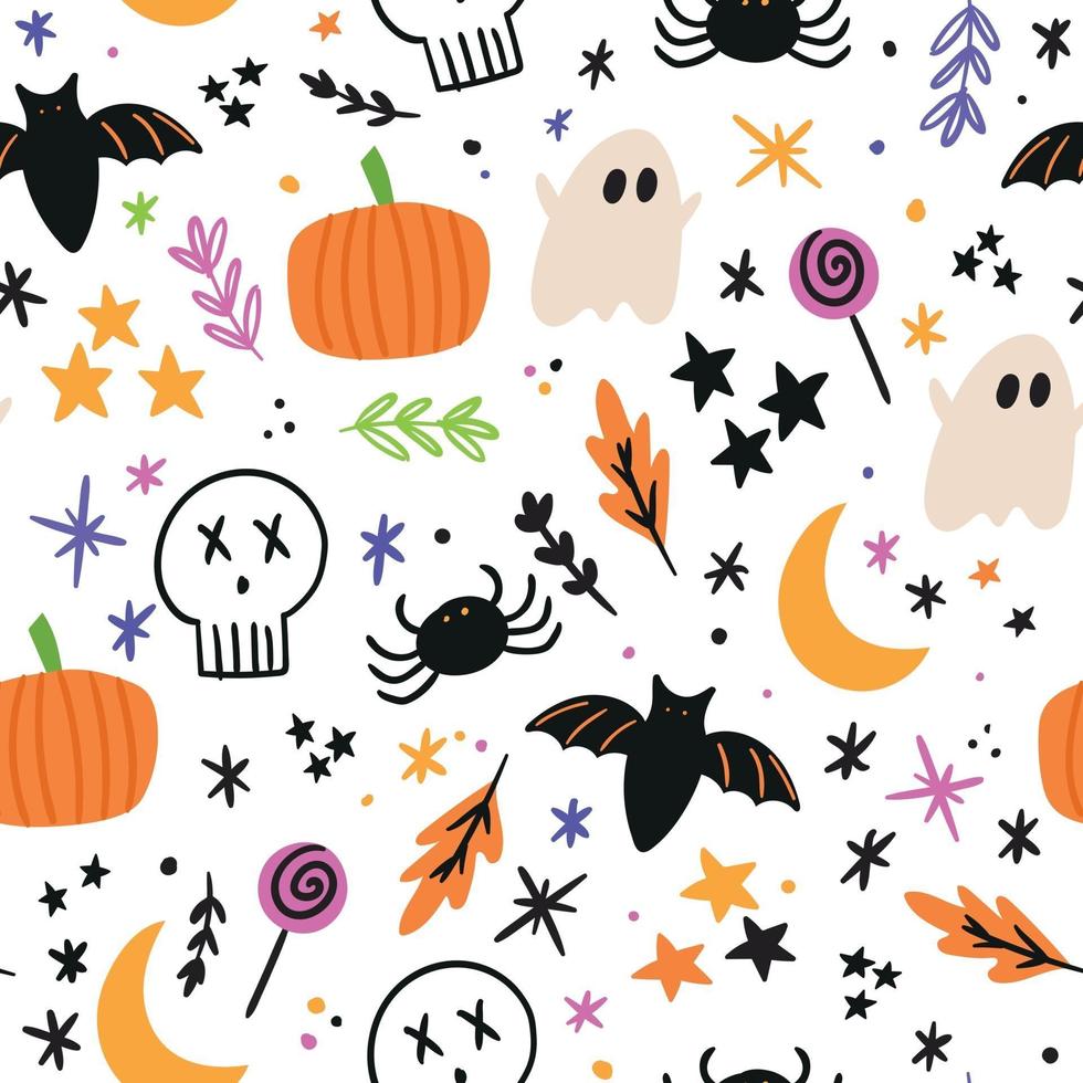 doodle padrão de halloween. fundo de halloween vetor