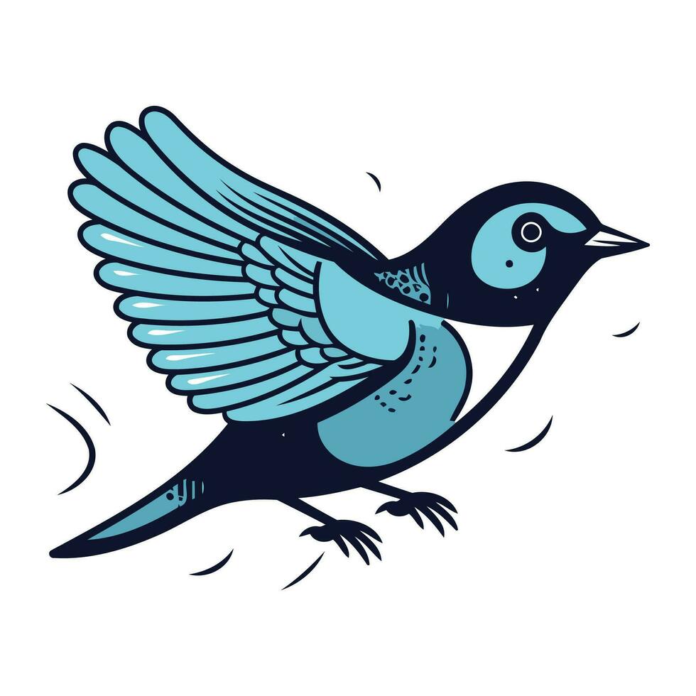 vetor ilustração do uma azul pássaro em uma branco fundo dentro desenho animado estilo
