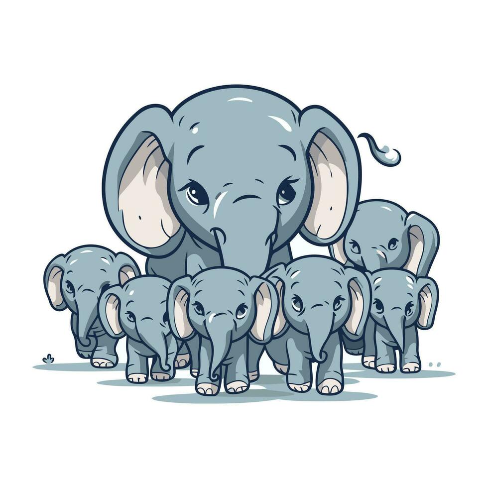 fofa elefante família. vetor ilustração do uma fofa elefante família.