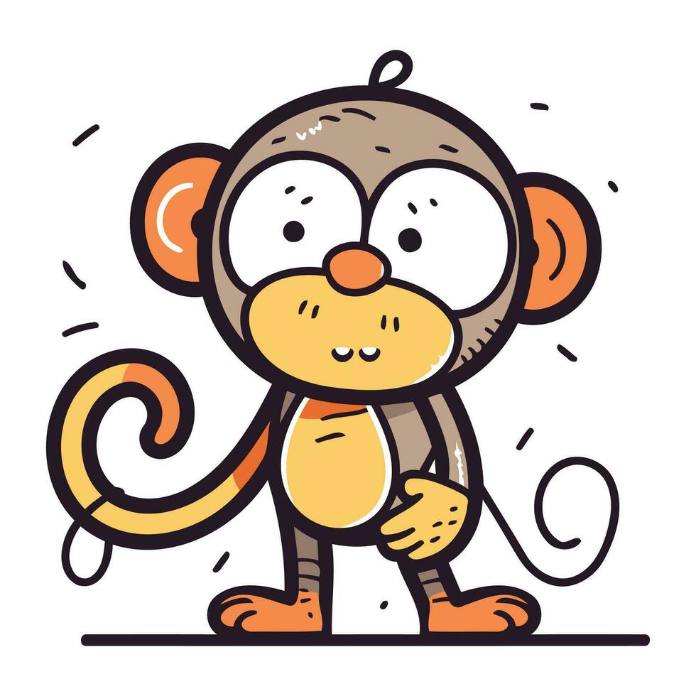 macaco desenho animado personagem. vetor ilustração dentro rabisco estilo.