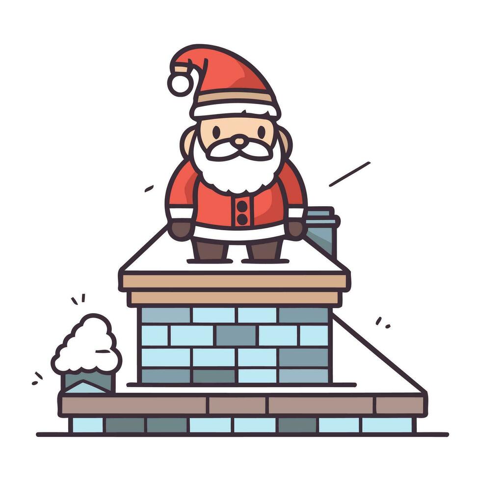 santa claus em pé em a chaminé. Natal e Novo ano vetor ilustração.