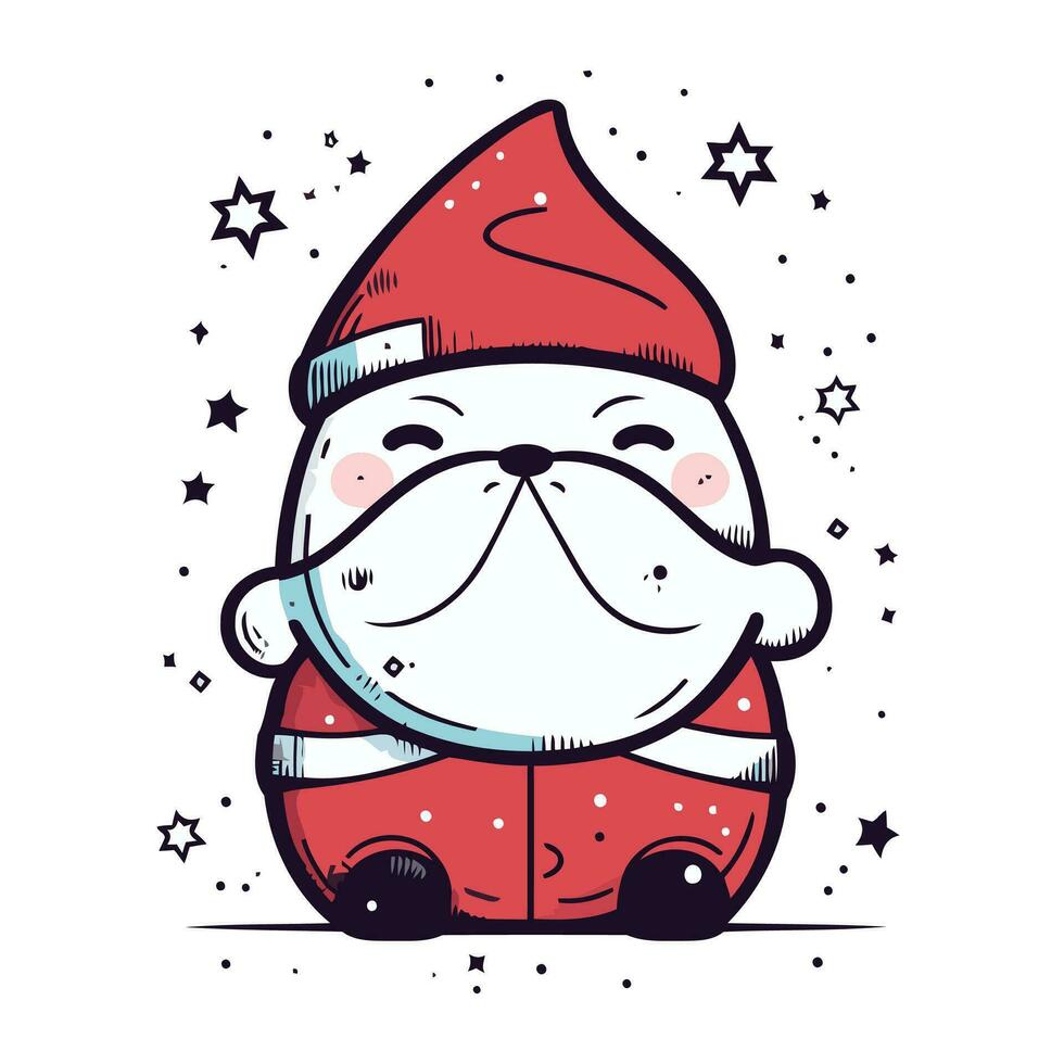 fofa santa noel. mão desenhado vetor ilustração dentro desenho animado estilo.