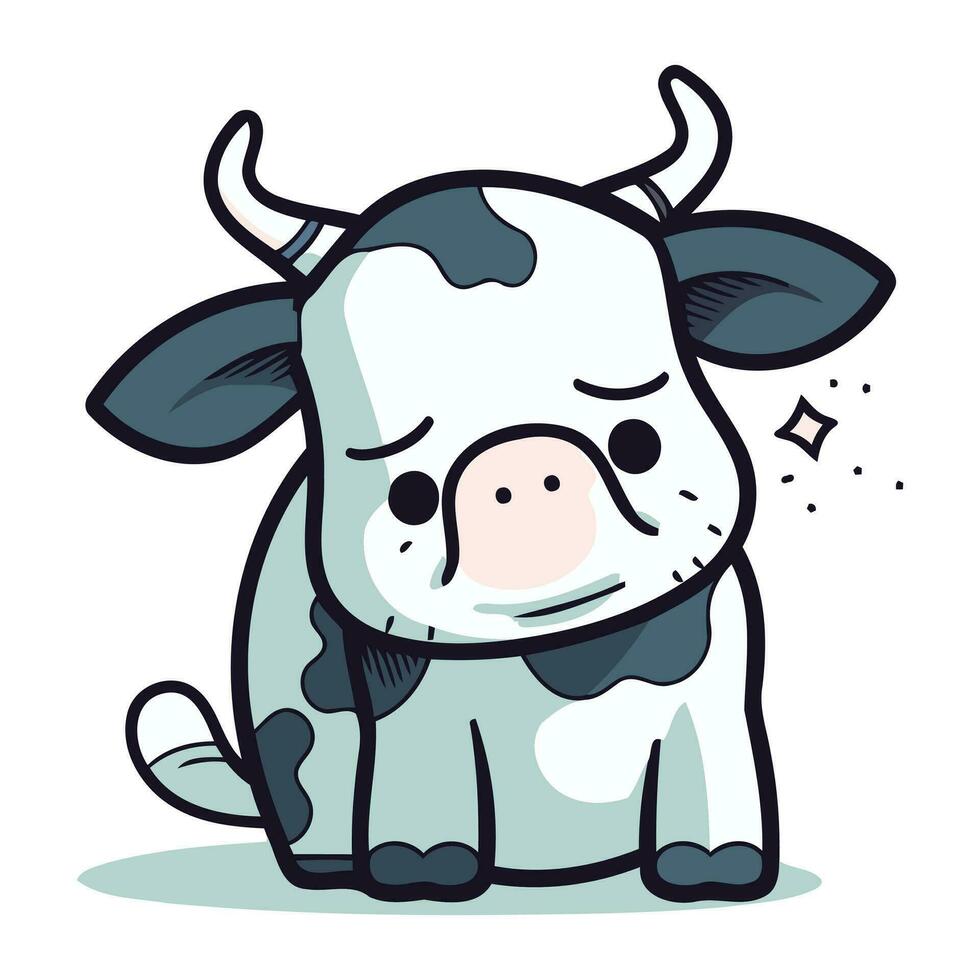 ilustração do uma fofa fofa vaca desenho animado personagem. vetor