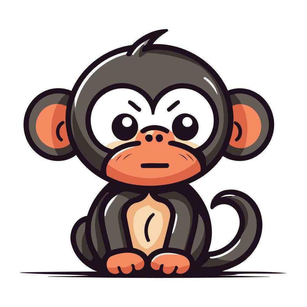 fofa desenho animado macaco em branco fundo. vetor ilustração. isolado.