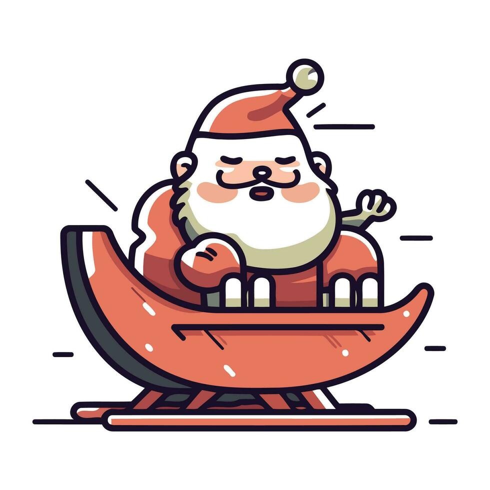 desenho animado santa claus em uma trenó. vetor ilustração dentro uma plano estilo.