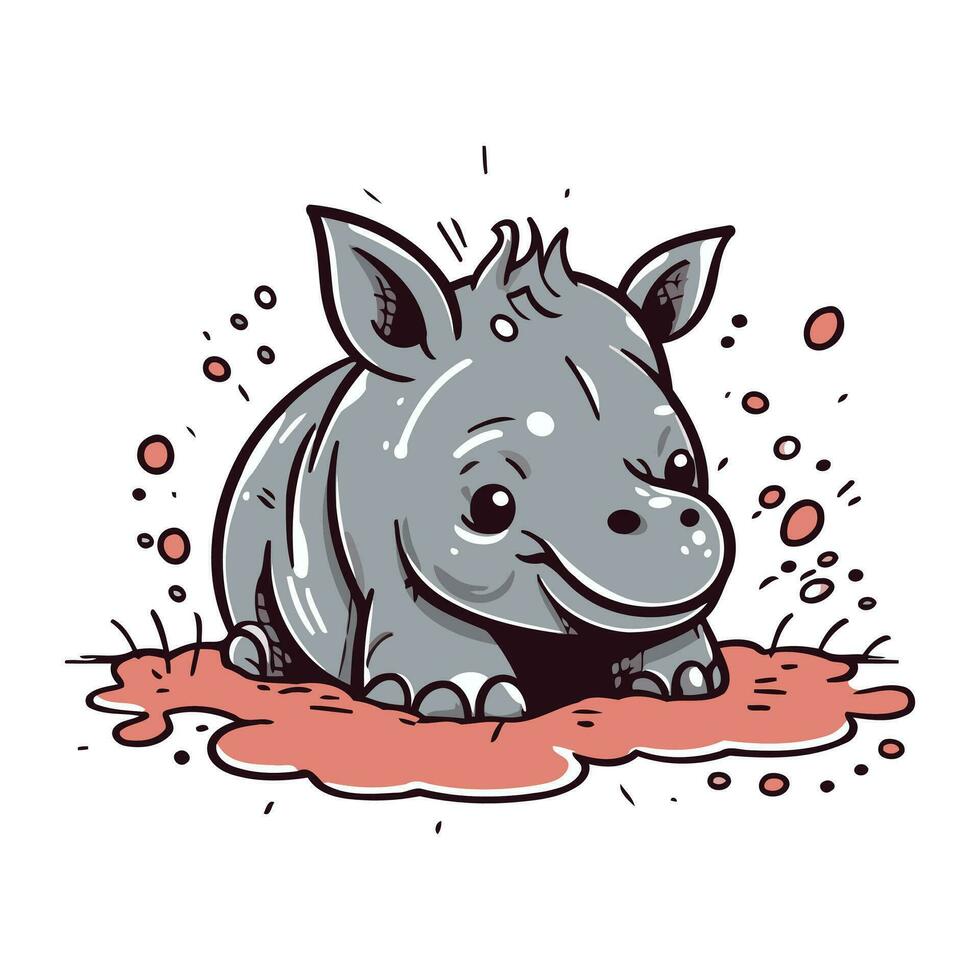 ilustração do uma rinoceronte em uma branco fundo. vetor
