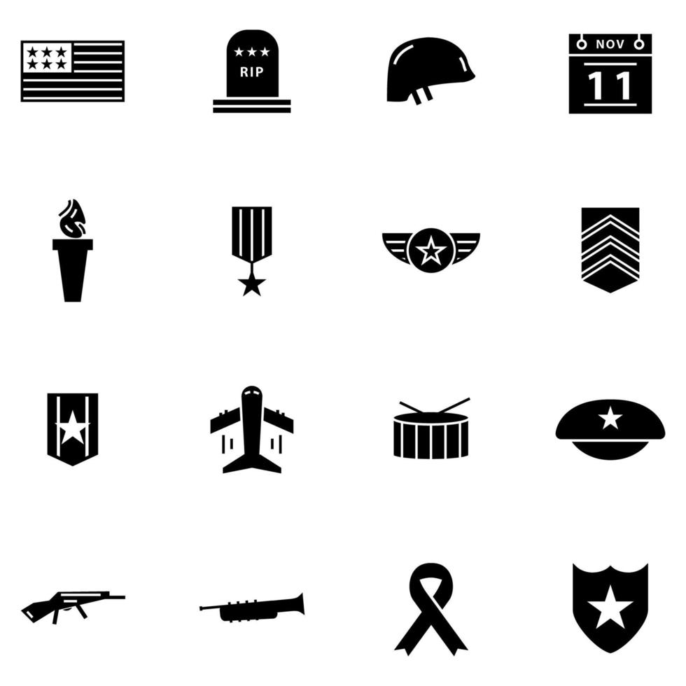conjunto de ícones do dia do veterano vetor