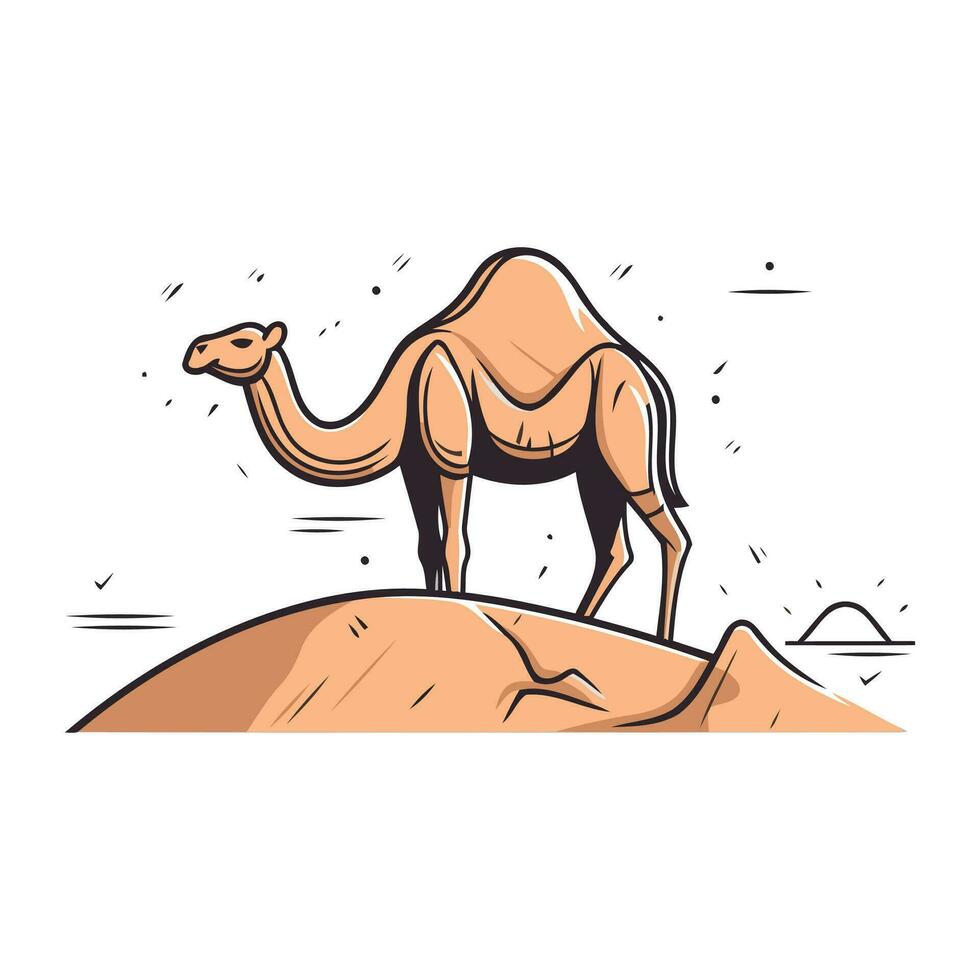 camelo em a areia. vetor ilustração do uma deserto animal.