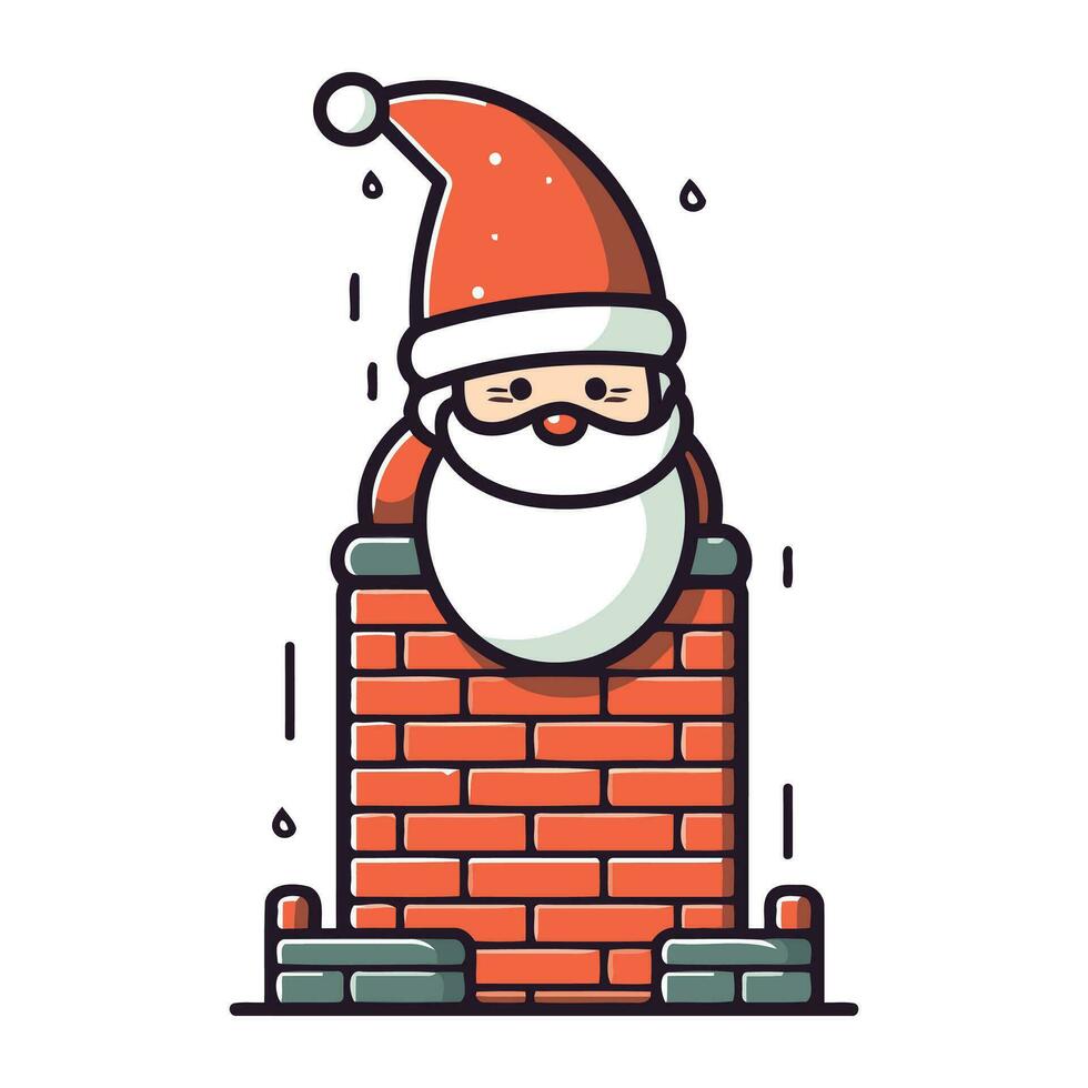 santa claus em uma chaminé. vetor ilustração dentro uma plano estilo.