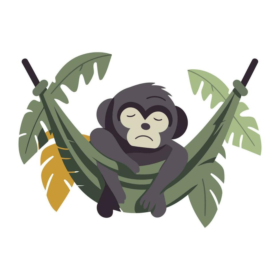 fofa macaco sentado em uma ramo do Palma árvore. vetor ilustração