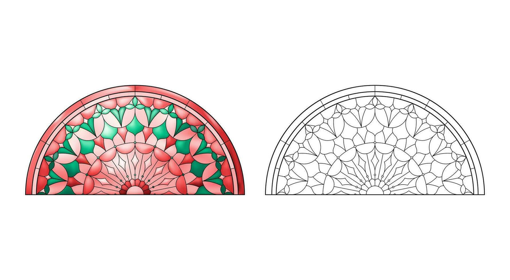 planilha com manchado Igreja vidro dentro vermelho gradiente cores. vetor